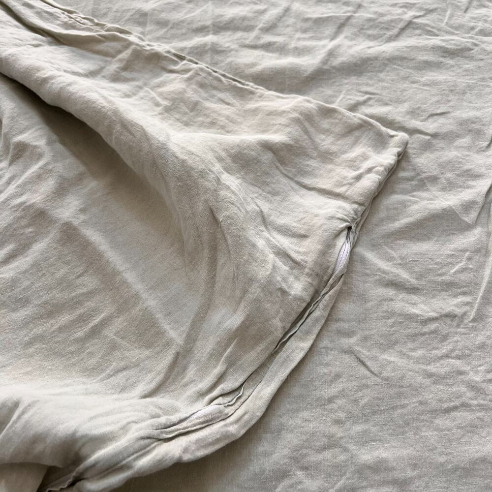 Matteo Duvet Cover Queen Light Green 100% Linen Double Zip